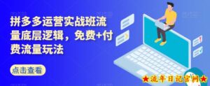 拼多多运营实战班流量底层逻辑,免费+付费流量玩法-流年日记