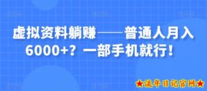 虚拟资料躺赚——普通人月入6000+?一部手机就行!-流年日记