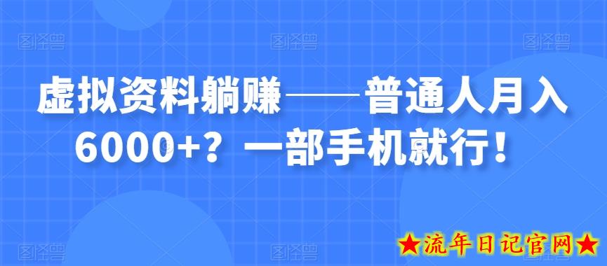 虚拟资料躺赚——普通人月入6000+？一部手机就行！-流年日记