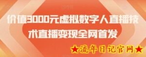 价值3000元虚拟数字人直播技术直播变现全网首发-流年日记