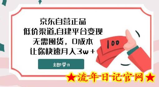 京东自营正品,低价渠道,自建平台变现，无需囤货，0成本，让你快速月入3w＋-流年日记