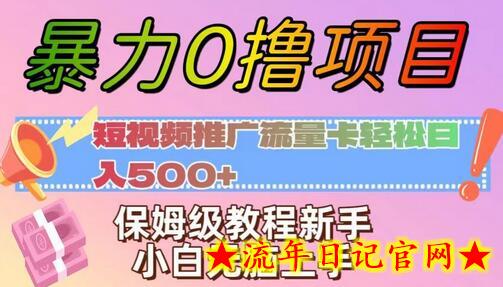 暴力0撸项目：短视频推广流量卡轻松日入500+，保姆级教程新手小白无脑上手-流年日记