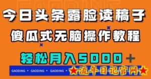 今日头条露脸读稿月入5000+,傻瓜式无脑操作教程-流年日记