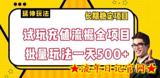 试玩充值流掘金项目，批量矩阵玩法一天500+-流年日记