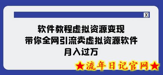 软件教程虚拟资源变现：带你全网引流卖虚拟资源软件，月入过万（11节课）-流年日记