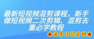 最新短视频混剪课程,新手做短视频二次剪辑、混剪去重必学教程-流年日记