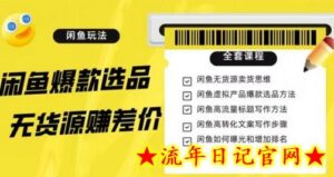 闲鱼无货源赚差价进阶玩法,爆款选品,资源寻找,引流变现全套教程(11节课)-流年日记
