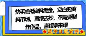 快手虚拟资料掘金,空白的资料市场,直接去抄,不需要制作作品,直接拿来爆-流年日记