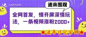 全网首发,慢开屏深情玩法,一条视频涨粉2000+-流年日记