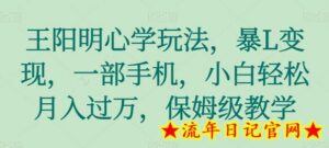 王阳明心学玩法,暴L变现,一部手机,小白轻松月入过万,保姆级教学-流年日记