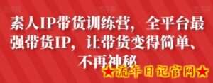 素人IP带货训练营,全平台最强带货IP,让带货变得简单、不再神秘-流年日记