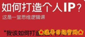 如何打造个人IP?这是一堂思维逻辑课“我该如何打造我的个人IP?”-流年日记