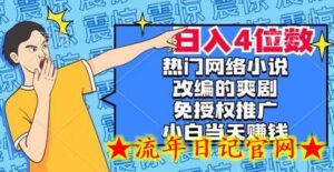 热门网络小说改编的爽剧,免授权推广,新人当天就能赚钱,日入4位数-流年日记
