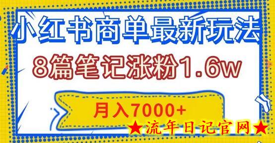 小红书商单最新玩法，8篇笔记涨粉1.6w，几分钟一个笔记，月入7000+-流年日记