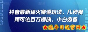 抖音最新爆火赛道玩法,几秒视频可达百万播放,小白必备(附素材)-流年日记