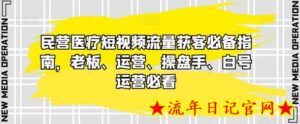 民营医疗短视频流量获客必备指南,老板、运营、操盘手、白号运营必看-流年日记