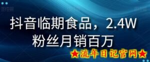 抖音临期食品项目,2.4W粉丝月销百万-流年日记