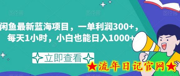 闲鱼最新蓝海项目，一单利润300+，每天1小时，小白也能日入1000+-流年日记