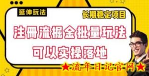 注册流掘金批量玩法，可以实操落地-流年日记