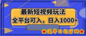 最新男粉短视频玩法,全平台可入,日入1000+-流年日记