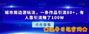 城市周边游玩法,一条作品引流80+,有人靠引流赚了100W-流年日记