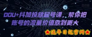 DOU+抖加投放起号课,帮你把账号的流量价值放到更大-流年日记