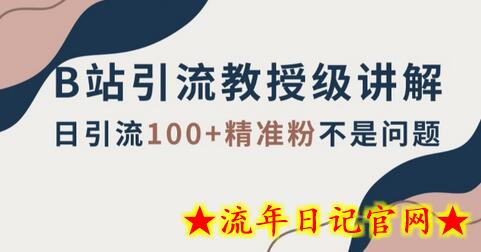 B站引流教授级讲解，细节满满，日引流100+精准粉不是问题-流年日记