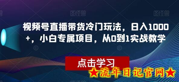 视频号直播带货冷门玩法，日入1000+，小白专属项目，从0到1实战教学-流年日记