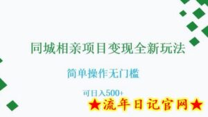 同城相亲项目变现全新玩法,简单操作无门槛,可日入500+-流年日记