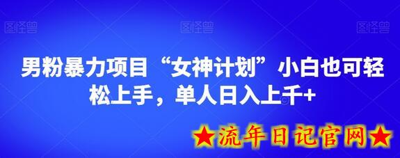 男粉暴力项目“女神计划”小白也可轻松上手，单人日入上千+-流年日记