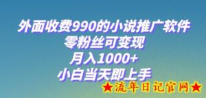 小说推广软件,零粉丝可变现,月入1000+,小白当天即上手【附189G素材】-流年日记