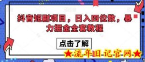 抖音短剧项目,日入四位数,暴力掘金全套教程-流年日记
