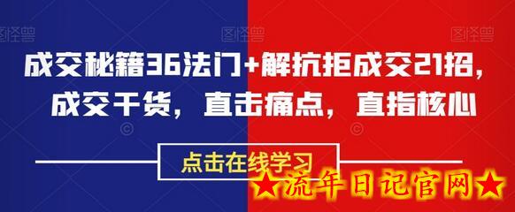 成交秘籍36法门+解抗拒成交21招，成交干货，直击痛点，直指核心-流年日记