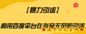 【暴力引流】利用百度平台在抖音无风险引流-流年日记