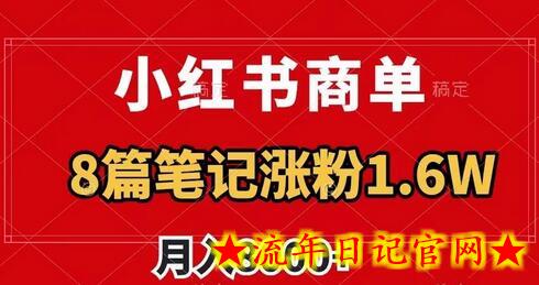 小红书商单最新玩法，8篇笔记涨粉1.6w，作品制作简单，月入8000+-流年日记