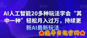 AI人工智能20多种玩法学会“其中一种”轻松月入过万,持续更新AI最新玩法-流年日记