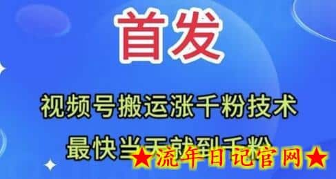 全网首发：视频号无脑搬运涨千粉技术，最快当天到千粉-流年日记