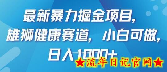 最新暴力掘金项目，雄狮健康赛道，小白可做，日入1000+-流年日记