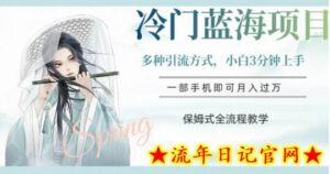 冷门蓝海项目,操作简单,小白3分钟上手,多种引流方式,保姆式全流程教学-流年日记