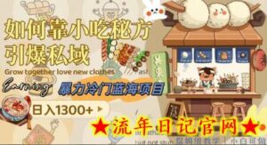暴力冷门蓝海项目,如何靠小吃秘方引爆私域,日入1300+(附配方资源)-流年日记