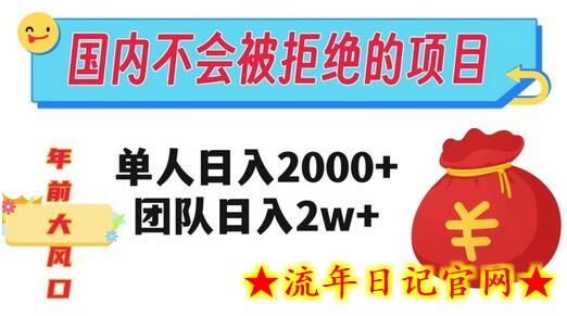 在国内不怕被拒绝的项目，单人日入2000，团队日入20000+-流年日记