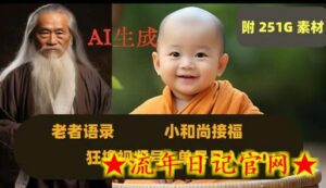 Ai生成小和尚接福,老者语录,狂撸视频,日入700+内附251G素材-流年日记