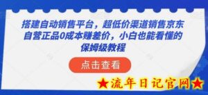 搭建自动销售平台,超低价渠道销售京东自营正品0成本赚差价,小白也能看懂的保姆级教程-流年日记