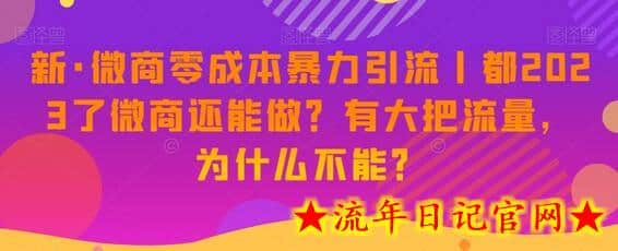 新·微商零成本暴力引流丨都2023了微商还能做？有大把流量，为什么不能？-流年日记