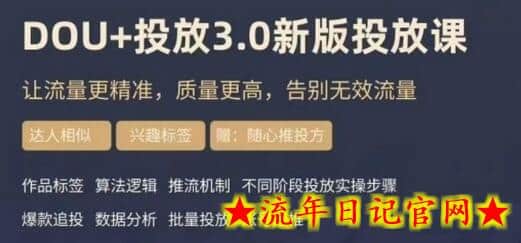 dou+豆荚投放实操课3.0新版，让流量更精准，质量更高，告别无效流量-流年日记