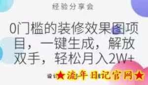 0门槛的装修效果图项目,一键生成,解放双手,轻松月入2W+-流年日记
