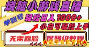 烧脑小游戏直播，单账号日入1000+，无需露脸 小白可轻松上手（保姆级教程）-流年日记