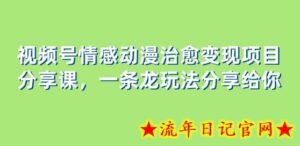 视频号情感动漫治愈变现项目分享课,一条龙玩法分享给你(教程+素材)-流年日记