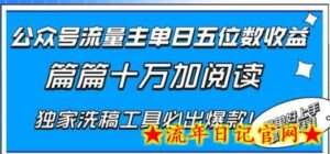 公众号流量主单日五位数收益,篇篇十万加阅读独家洗稿工具必出爆款!-流年日记