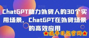 ChatGPT助力外贸人的30个实用场景,ChatGPT在外贸场景的高效应用-流年日记